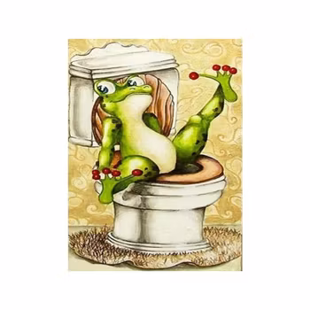 Funny frog on toliet 30*40