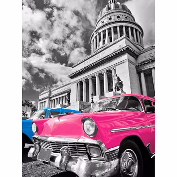 Pink car white house 40*60