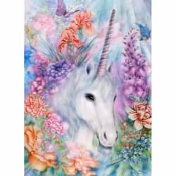Pink flower and unicorn  40*50,