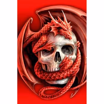 Red dragon and skull 40*50