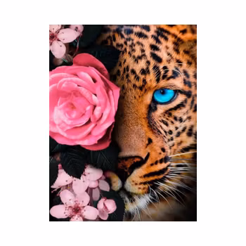 Leopard with Flowers 40*50
