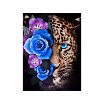 Leopard with flowers 40*50