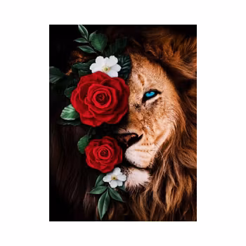 Lion with flowers 40*50