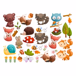 DTF Transfer Textiltryck – Woodland Collection A4 sheet