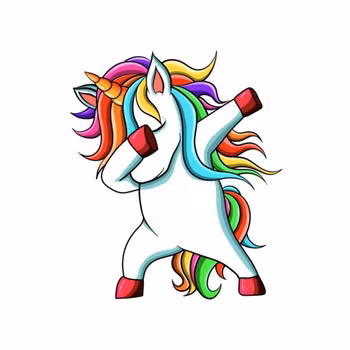 DTF Transfer Textiltryck – Dansande Unicorn
