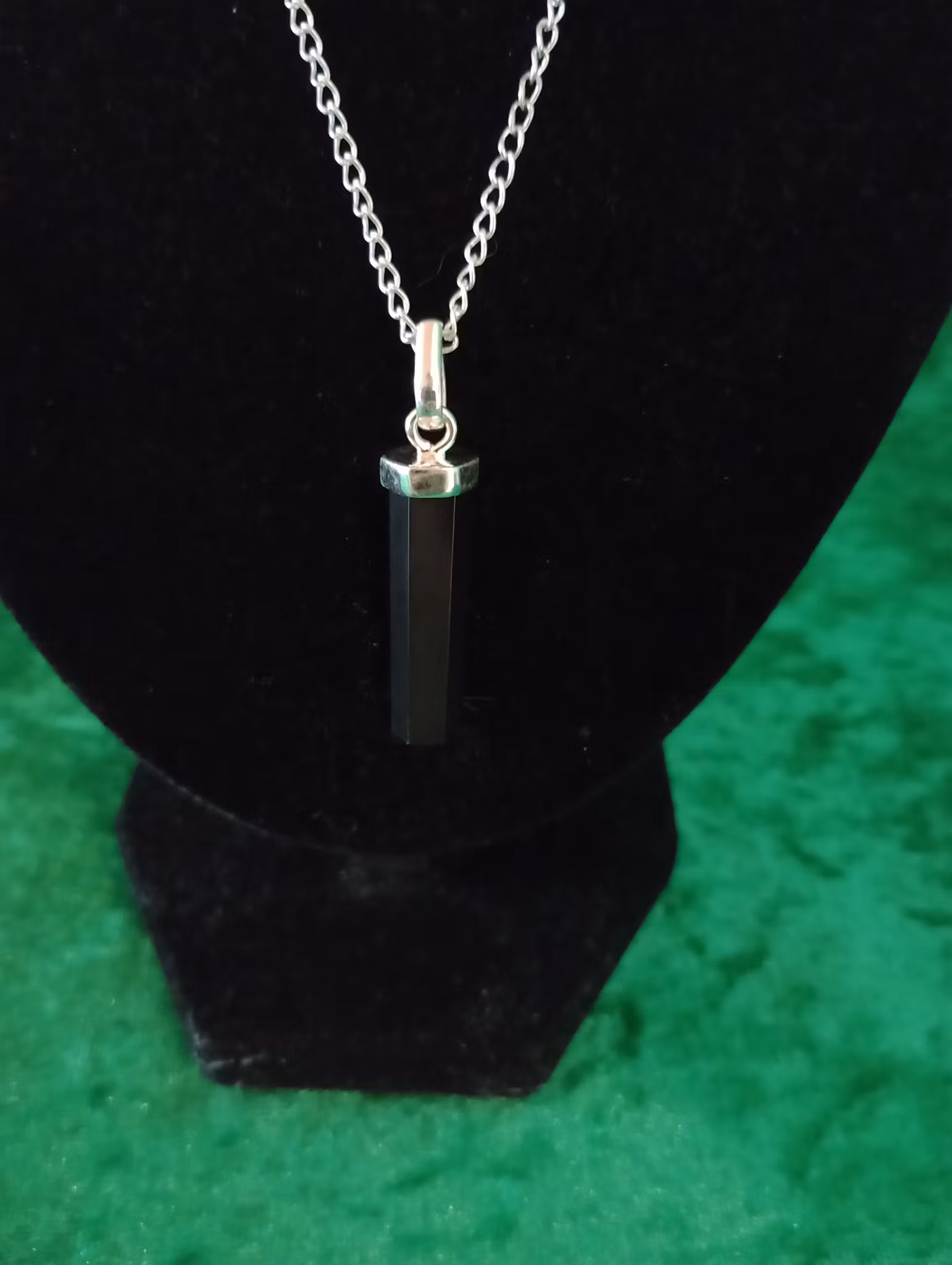 Halsband Svart Agat Spets