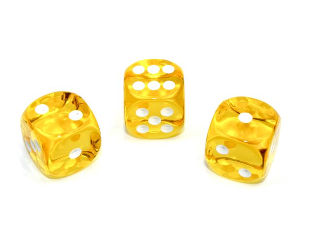 Gul-translucenta tärningar med vita prickar från Chessex | 16mm | D6