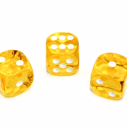 Tärningar - Translucent 16mm D6 Yellow/white Dice Block (12 dice)