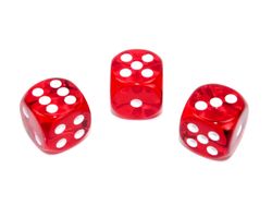 Tärningar - Translucent 16mm d6 Red/white Dice Block (12 dice)