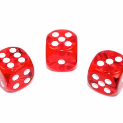 Tärningar - Translucent 16mm d6 Red/white Dice Block (12 dice)