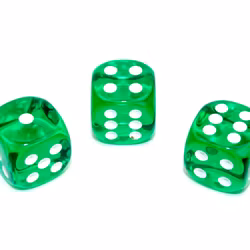 Tärningar - Translucent 16mm d6 Green/white Dice Block (12 dice)