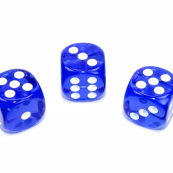 Tärningar - Translucent 16mm d6 Blue/white Dice Block (12 dice)