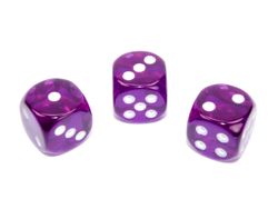 Tärningar - Translucent 16mm d6 Purple/white Dice Block (12 dice)