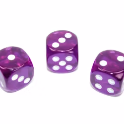 Tärningar - Translucent 16mm d6 Purple/white Dice Block (12 dice)