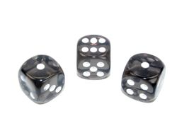 Tärningar - Translucent 16mm d6 Smoke/white Dice Block (12 dice)