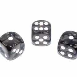 Tärningar - Translucent 16mm d6 Smoke/white Dice Block (12 dice)