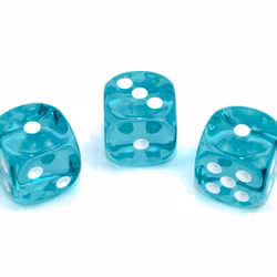 Tärningar - Translucent 16mm d6 Teal/white Dice Block (12 dice)