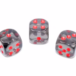 Tärningar - Translucent 16mm d6 Smoke/red Dice Block (12 dice)