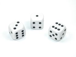 Tärningar - Opaque 16mm d6 White/black Dice Block™ (12 dice)