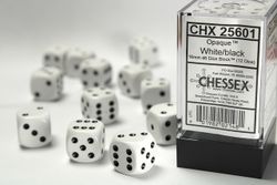 Tärningar - Opaque 16mm d6 White/black Dice Block™ (12 dice)