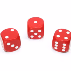 Tärningar - Opaque 16mm d6 Red/white Dice Block (12 dice)