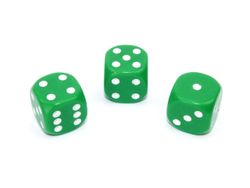 Tärningar - Opaque 16mm d6 Green/white Dice Block (12 dice)