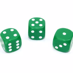 Tärningar - Opaque 16mm d6 Green/white Dice Block (12 dice)