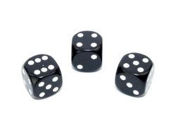Tärningar - Opaque 16mm d6 Black/white Dice Block (12 dice)