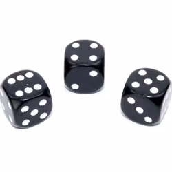 Tärningar - Opaque 16mm d6 Black/white Dice Block (12 dice)