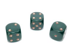 Tärningar - Opaque 16mm d6 Dusty Green/copper Dice Block (12 dice)