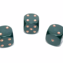 Tärningar - Opaque 16mm d6 Dusty Green/copper Dice Block (12 dice)