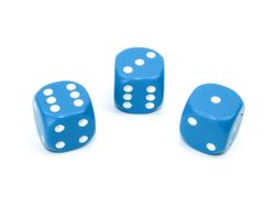 Tärningar - Opaque 16mm d6 Light Blue/white Dice Block (12 dice)