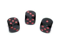 Tärningar - Opaque 16mm d6 Black/red Dice Block