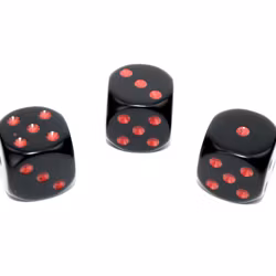 Tärningar - Opaque 16mm d6 Black/red Dice Block