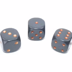 Tärningar - Opaque 16mm d6 Dark Grey/copper Dice Block (12 dice)