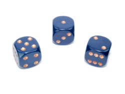 Tärningar - Opaque 16mm d6 Dusty Blue/copper Dice Block (12 dice)