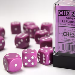 Tärningar - Opaque 16mm d6 Lt Purple/white Dice Block (12 dice)