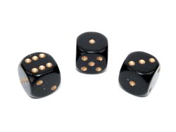 Tärningar - Opaque 16mm d6 Black/gold Dice Block (12 dice)