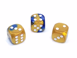 Tärningar - Gemini 16mm d6 Blue-Goldwhite Dice Block (12 dice)