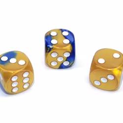 Tärningar - Gemini 16mm d6 Blue-Goldwhite Dice Block (12 dice)