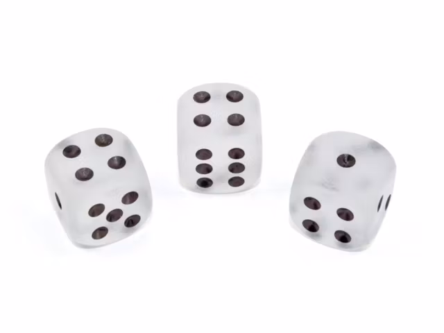 Frostade tärningar med svarta prickar från Chessex | 16mm | D6