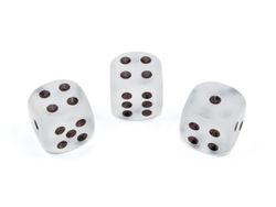 Tärningar - Frosted 16mm d6 Clearblack Dice Block (12 dice)
