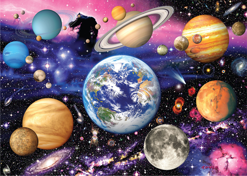 Dubbelsidigt pussel - Planets, 500 Bitar