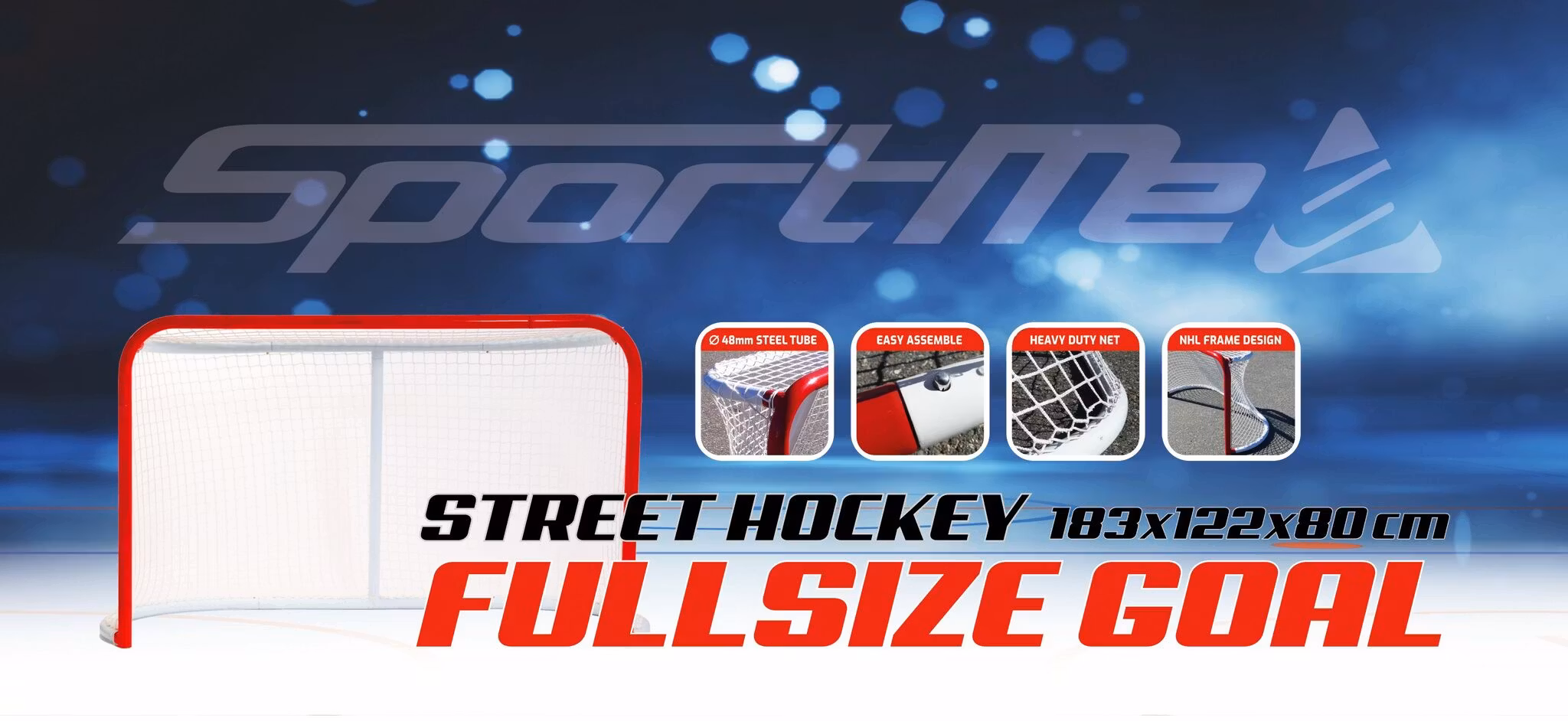 Streethockeymål Fullsize förpackning, Framsida