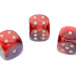 Tärningar - Gemini 16mm d6 Purple/Red/gold Dice Block (12 dice)