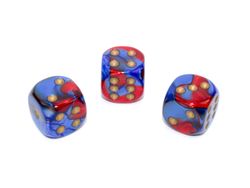 Tärningar - Gemini 16mm d6 Blue-Red/gold Dice Block (12 dice)