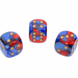Tärningar - Gemini 16mm d6 Blue-Red/gold Dice Block (12 dice)