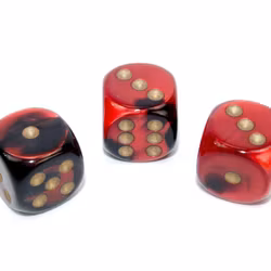 Tärningar - Gemini 16mm d6 Black-Red/gold Dice Block (12 dice)