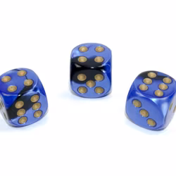 Tärningar - Gemini 16mm d6 Black-Blue/gold Dice Block (12 dice)