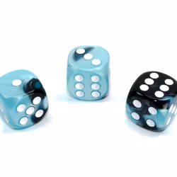 Tärningar - Gemini 16mm d6 Black-Shell/white Dice Block (12 dice)